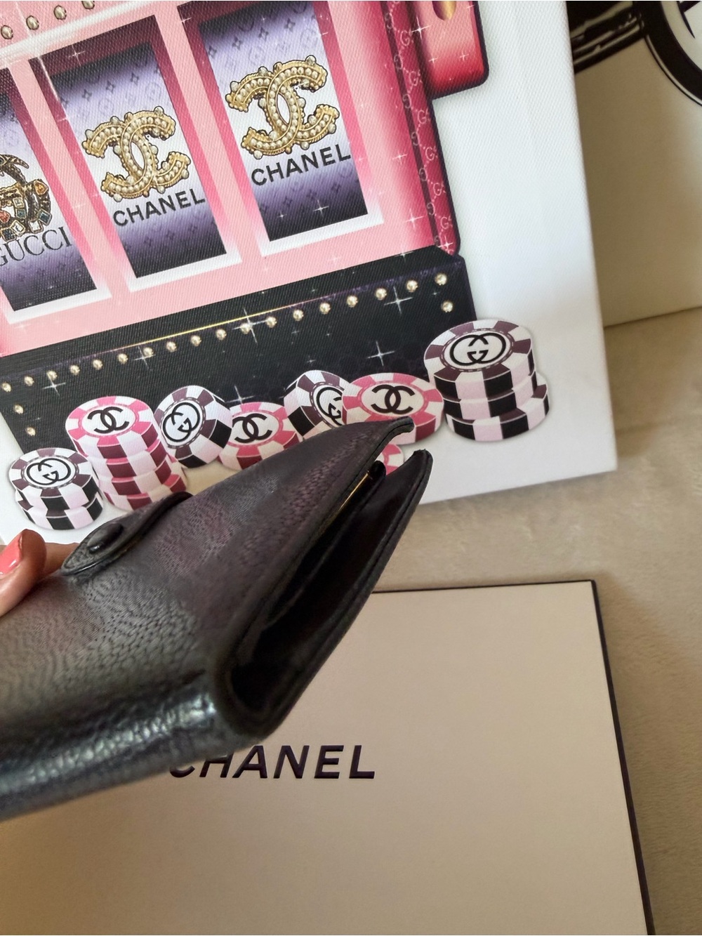 CHANEL Vintage Black Leather CC Logo Long Wallet - Picture 9 of 14
